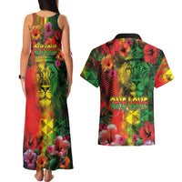 Hawaiian Reggae Couples Matching Tank Maxi Dress and Hawaiian Shirt Tropical Plants and Tribal Kakau Tattoo-One Love Jawaiian LT03 - Polynesian Pride