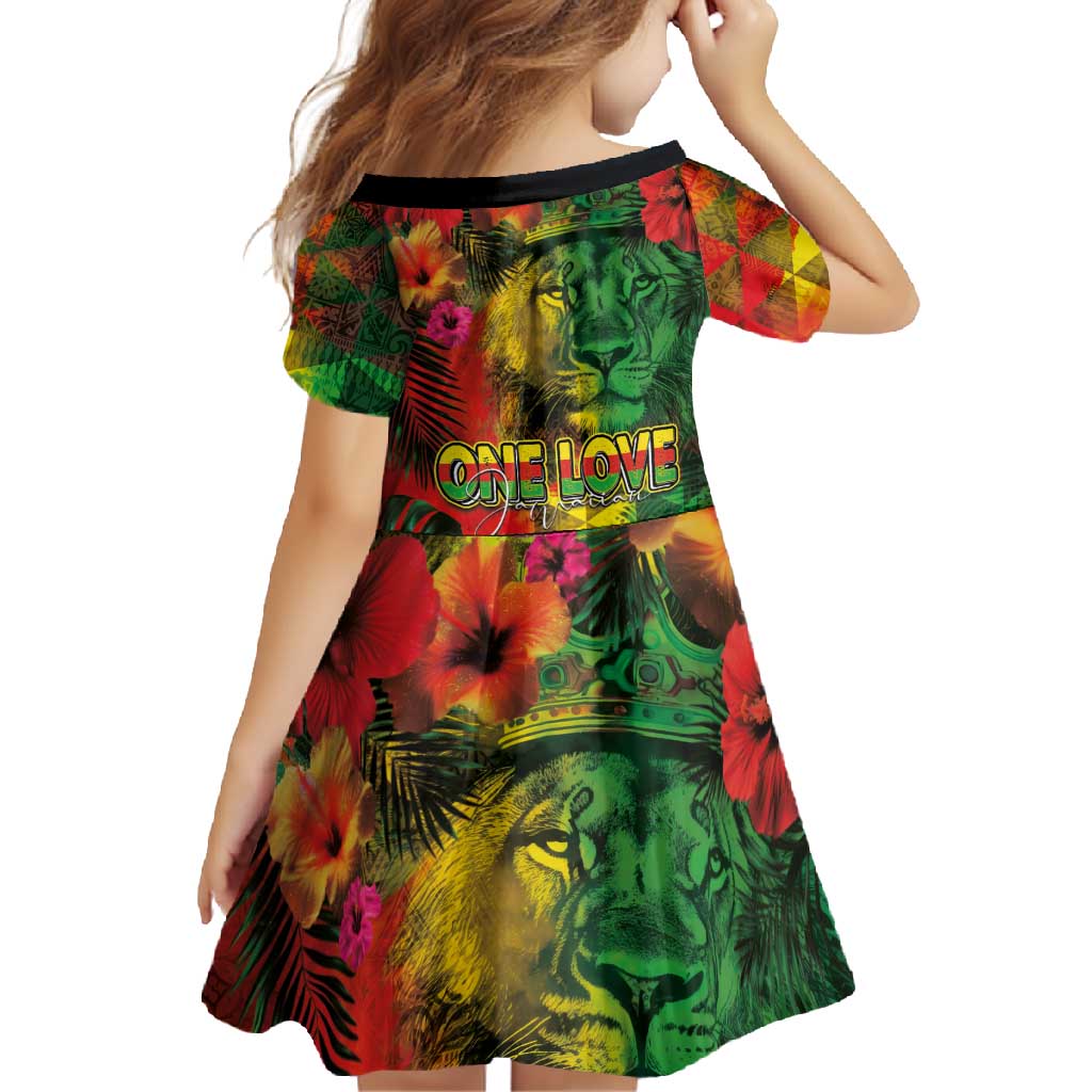 Hawaiian Reggae Family Matching Long Sleeve Bodycon Dress and Hawaiian Shirt Tropical Plants and Tribal Kakau Tattoo-One Love Jawaiian LT03 - Polynesian Pride