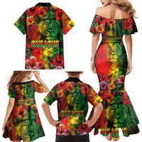 Hawaiian Reggae Family Matching Mermaid Dress and Hawaiian Shirt Tropical Plants and Tribal Kakau Tattoo-One Love Jawaiian LT03 - Polynesian Pride