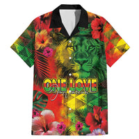 Hawaiian Reggae Family Matching Mermaid Dress and Hawaiian Shirt Tropical Plants and Tribal Kakau Tattoo-One Love Jawaiian LT03 Dad's Shirt - Short Sleeve Reggae - Polynesian Pride