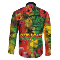 Hawaiian Reggae Family Matching Off The Shoulder Long Sleeve Dress and Hawaiian Shirt Tropical Plants and Tribal Kakau Tattoo-One Love Jawaiian LT03 - Polynesian Pride