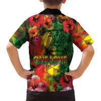 Hawaiian Reggae Family Matching Off Shoulder Maxi Dress and Hawaiian Shirt Tropical Plants and Tribal Kakau Tattoo-One Love Jawaiian LT03 - Polynesian Pride