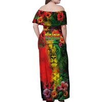 Hawaiian Reggae Family Matching Off Shoulder Maxi Dress and Hawaiian Shirt Tropical Plants and Tribal Kakau Tattoo-One Love Jawaiian LT03 - Polynesian Pride