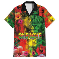 Hawaiian Reggae Family Matching Summer Maxi Dress and Hawaiian Shirt Tropical Plants and Tribal Kakau Tattoo-One Love Jawaiian LT03 Dad's Shirt - Short Sleeve Reggae - Polynesian Pride