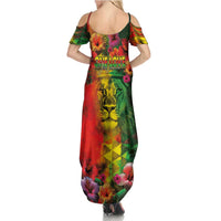 Hawaiian Reggae Family Matching Summer Maxi Dress and Hawaiian Shirt Tropical Plants and Tribal Kakau Tattoo-One Love Jawaiian LT03 - Polynesian Pride
