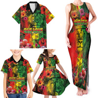 Hawaiian Reggae Family Matching Tank Maxi Dress and Hawaiian Shirt Tropical Plants and Tribal Kakau Tattoo-One Love Jawaiian LT03 - Polynesian Pride