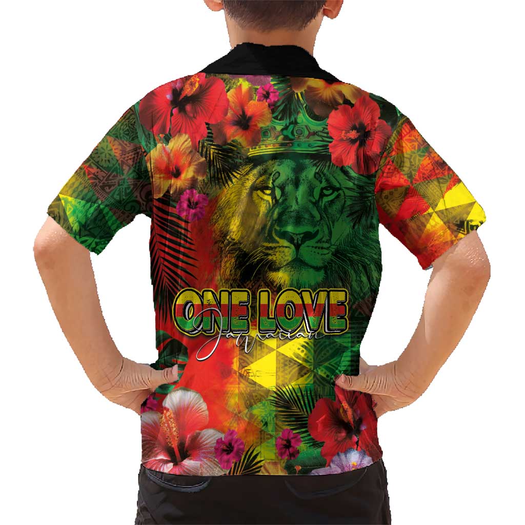 Hawaiian Reggae Hawaiian Shirt Tropical Plants and Tribal Kakau Tattoo-One Love Jawaiian LT03 - Polynesian Pride