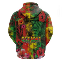 Hawaiian Reggae Hoodie Tropical Plants and Tribal Kakau Tattoo-One Love Jawaiian LT03 - Polynesian Pride