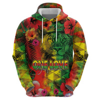 Hawaiian Reggae Hoodie Tropical Plants and Tribal Kakau Tattoo-One Love Jawaiian LT03 - Polynesian Pride