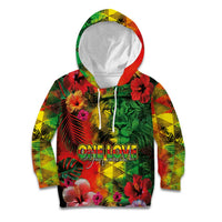 Hawaiian Reggae Kid Hoodie Tropical Plants and Tribal Kakau Tattoo-One Love Jawaiian LT03 Hoodie Reggae - Polynesian Pride