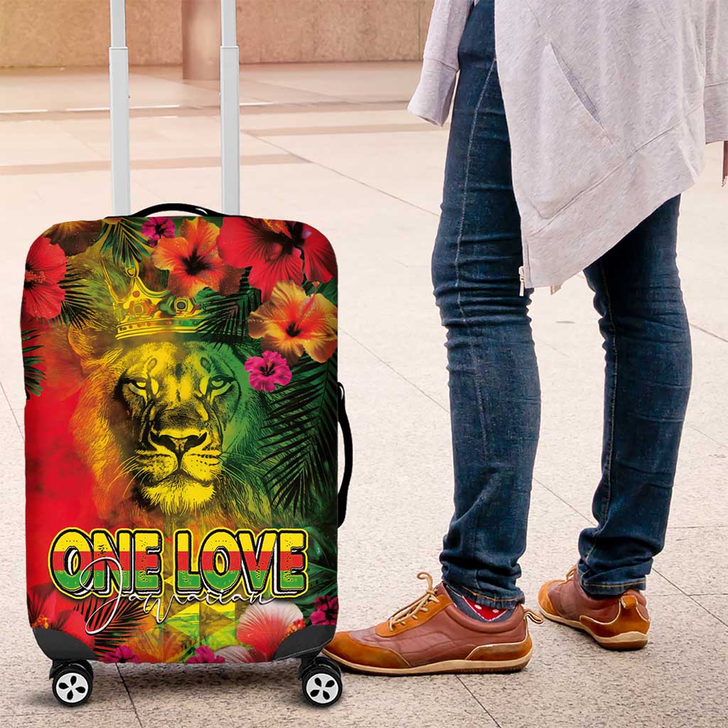 Hawaiian Reggae Luggage Cover Tropical Plants and Tribal Kakau Tattoo-One Love Jawaiian LT03 Reggae - Polynesian Pride