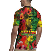 Hawaiian Reggae Rugby Jersey Tropical Plants and Tribal Kakau Tattoo-One Love Jawaiian LT03 - Polynesian Pride