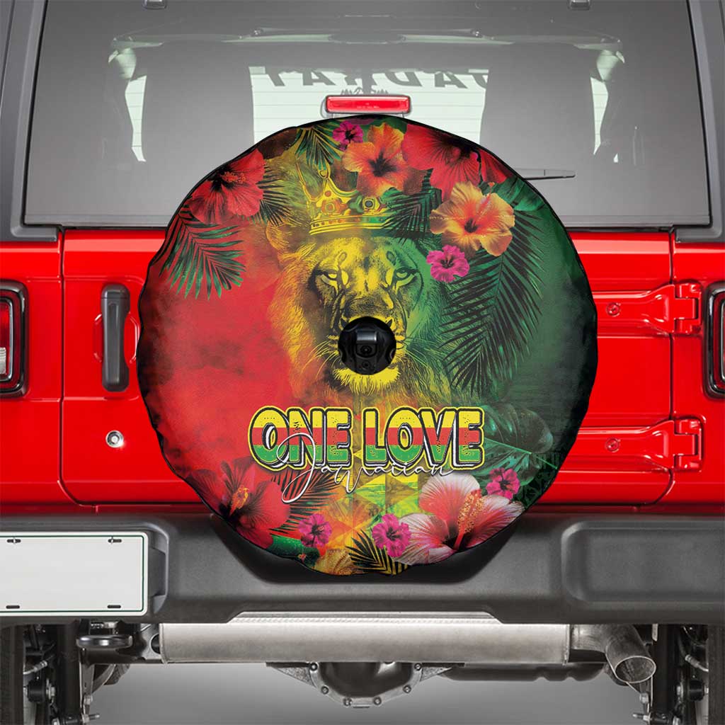 Hawaiian Reggae Spare Tire Cover Tropical Plants and Tribal Kakau Tattoo-One Love Jawaiian LT03 - Polynesian Pride