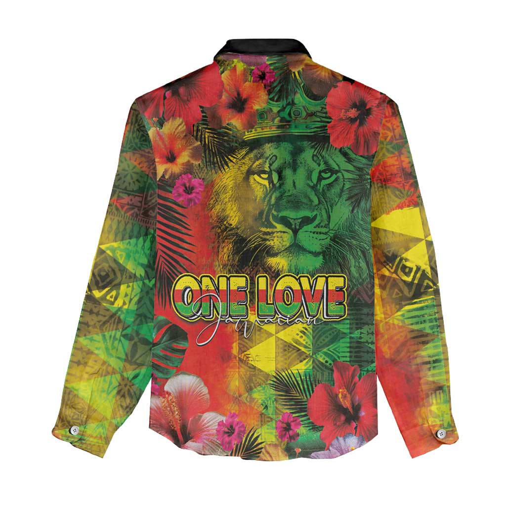 Hawaiian Reggae Women Casual Shirt Tropical Plants and Tribal Kakau Tattoo-One Love Jawaiian LT03 - Polynesian Pride
