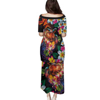 Hawaiian Lei Day Family Matching Puletasi and Hawaiian Shirt Colorful Plumeria and Volcanic Turtle with Abstract Lava Texture LT03 - Polynesian Pride