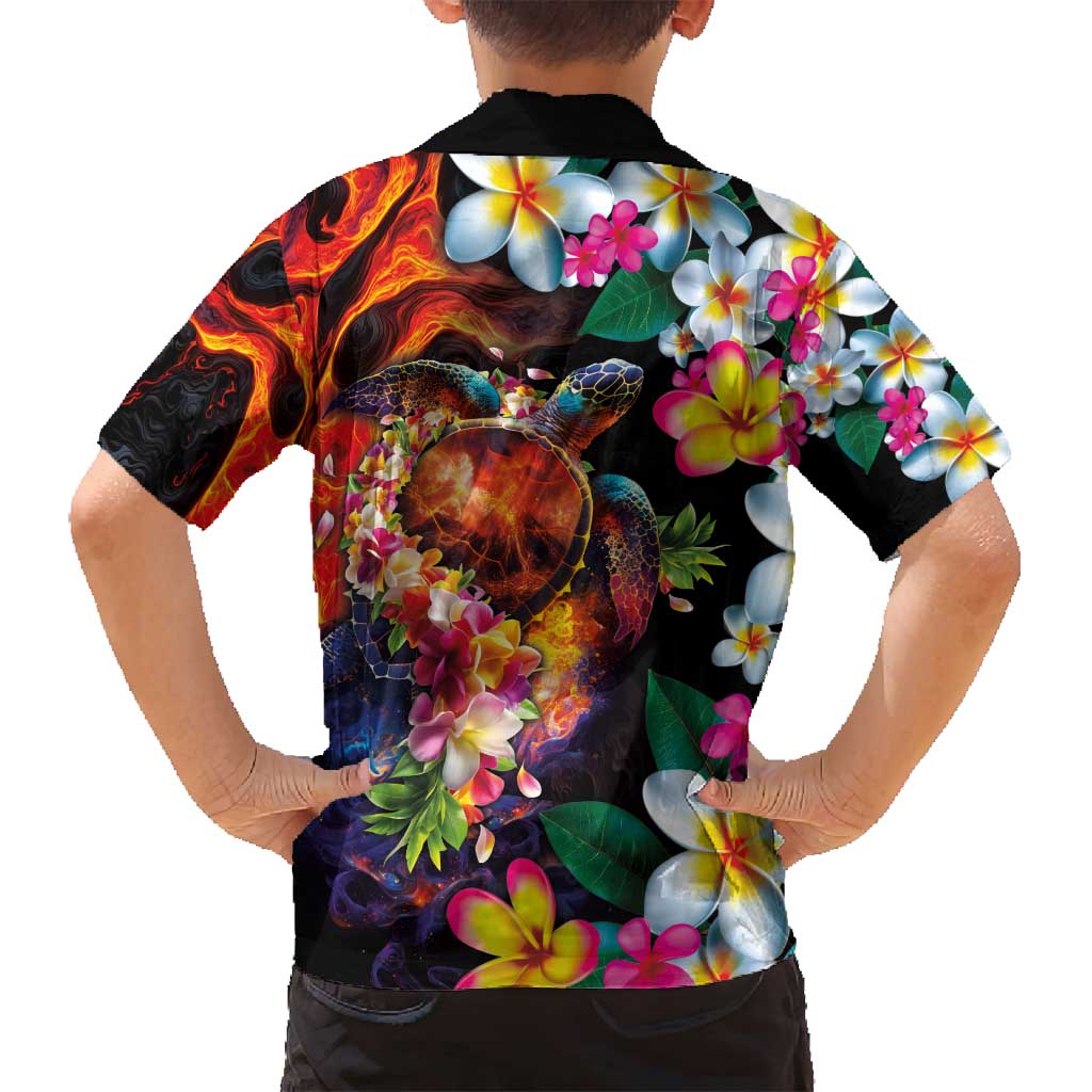 Hawaiian Lei Day Family Matching Tank Maxi Dress and Hawaiian Shirt Colorful Plumeria and Volcanic Turtle with Abstract Lava Texture LT03 - Polynesian Pride