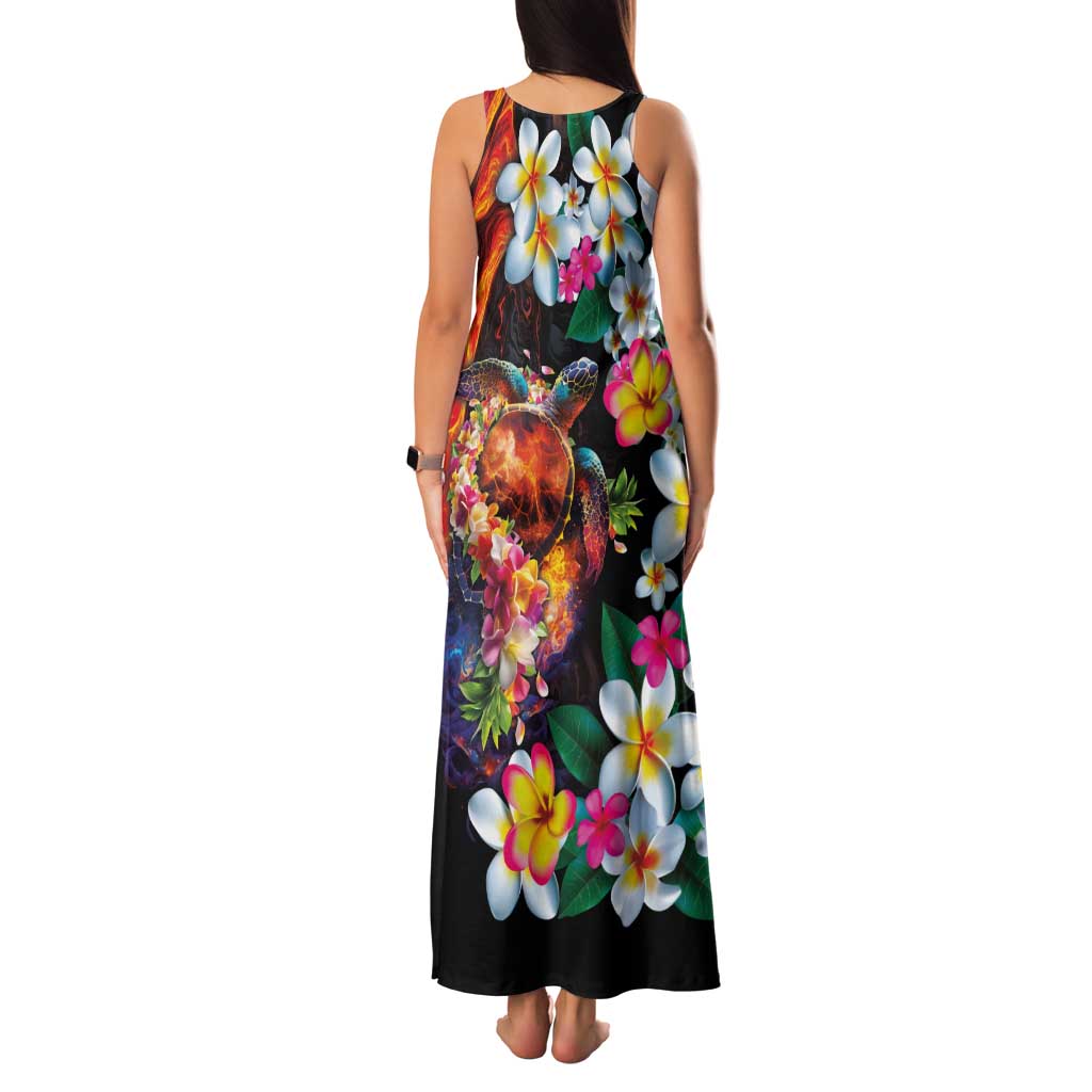 Hawaiian Lei Day Family Matching Tank Maxi Dress and Hawaiian Shirt Colorful Plumeria and Volcanic Turtle with Abstract Lava Texture LT03 - Polynesian Pride