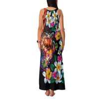 Hawaiian Lei Day Family Matching Tank Maxi Dress and Hawaiian Shirt Colorful Plumeria and Volcanic Turtle with Abstract Lava Texture LT03 - Polynesian Pride