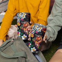 Hawaiian Lei Day Tumbler Cup Colorful Plumeria and Volcanic Turtle with Abstract Lava Texture LT03 - Polynesian Pride