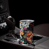 Hawaiian Lei Day Tumbler Cup Colorful Plumeria and Volcanic Turtle with Abstract Lava Texture LT03 - Polynesian Pride