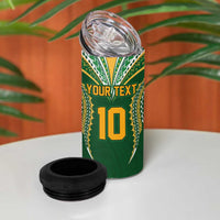 Custom Cook Island Rugby League 2025 4 in 1 Can Cooler Tumbler Tatau Tribal Pattern-Special Edition Green Color LT03 - Polynesian Pride