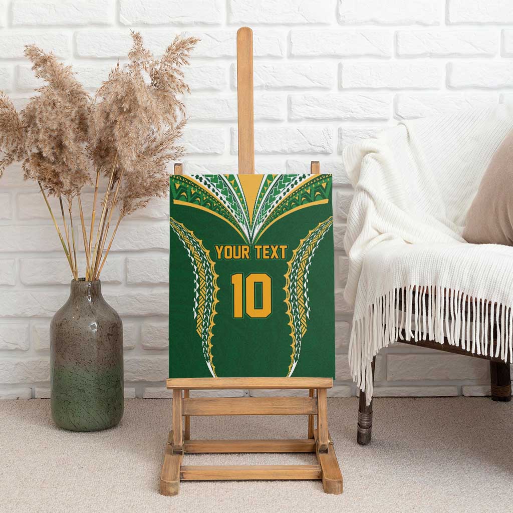 Custom Cook Islands Rugby League Canvas Wall Art Tatau Tribal Pattern-Special Edition Green Color
