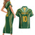 Custom Cook Islands Rugby League Couples Matching Short Sleeve Bodycon Dress and Hawaiian Shirt Tatau Tribal Pattern-Special Edition Green Color