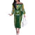Custom Cook Islands Rugby League Family Matching Off The Shoulder Long Sleeve Dress and Hawaiian Shirt Tatau Tribal Pattern-Special Edition Green Color