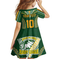 Custom Cook Islands Rugby League Family Matching Off Shoulder Maxi Dress and Hawaiian Shirt Tatau Tribal Pattern-Special Edition Green Color LT03 - Polynesian Pride