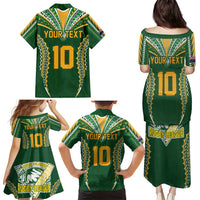Custom Cook Islands Rugby League Family Matching Puletasi and Hawaiian Shirt Tatau Tribal Pattern-Special Edition Green Color LT03 - Polynesian Pride