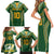 Custom Cook Islands Rugby League Family Matching Short Sleeve Bodycon Dress and Hawaiian Shirt Tatau Tribal Pattern-Special Edition Green Color