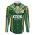 Custom Cook Islands Rugby League Family Matching Short Sleeve Bodycon Dress and Hawaiian Shirt Tatau Tribal Pattern-Special Edition Green Color