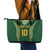 Custom Cook Islands Rugby League Leather Tote Bag Tatau Tribal Pattern-Special Edition Green Color