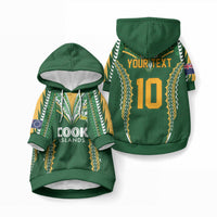 Custom Cook Islands Rugby League Pet Hoodie LT03 Pullover Green-Yellow - Polynesian Pride