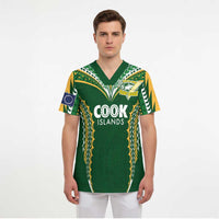 Custom Cook Islands Rugby League Scrub Top Tatau Tribal Pattern-Special Edition Green Color - Polynesian Pride