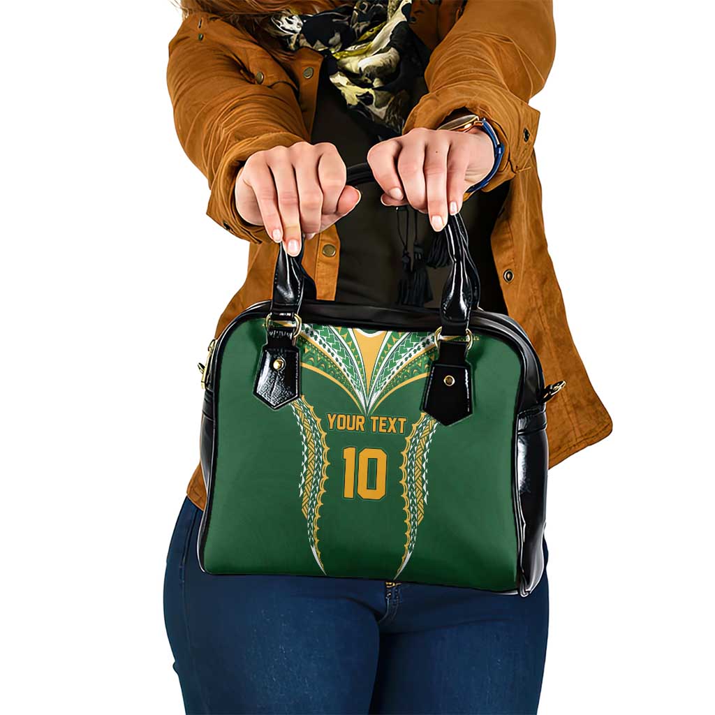 Custom Cook Islands Rugby League Shoulder Handbag Tatau Tribal Pattern-Special Edition Green Color