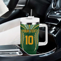 Custom Cook Island Rugby League 2025 Tumbler With Handle Tatau Tribal Pattern-Special Edition Green Color