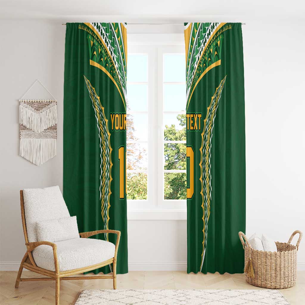 Custom Cook Islands Rugby League Window Curtain Tatau Tribal Pattern-Special Edition Green Color