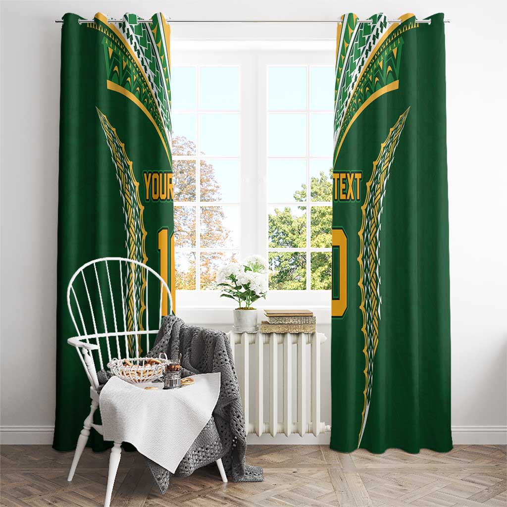 Custom Cook Islands Rugby League Window Curtain Tatau Tribal Pattern-Special Edition Green Color