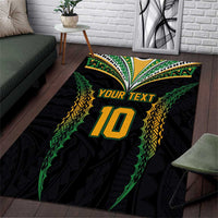 Custom Cook Islands Rugby League Area Rug Tatau Tribal Pattern-Special Edition Black Color LT03 Green-Black - Polynesian Pride