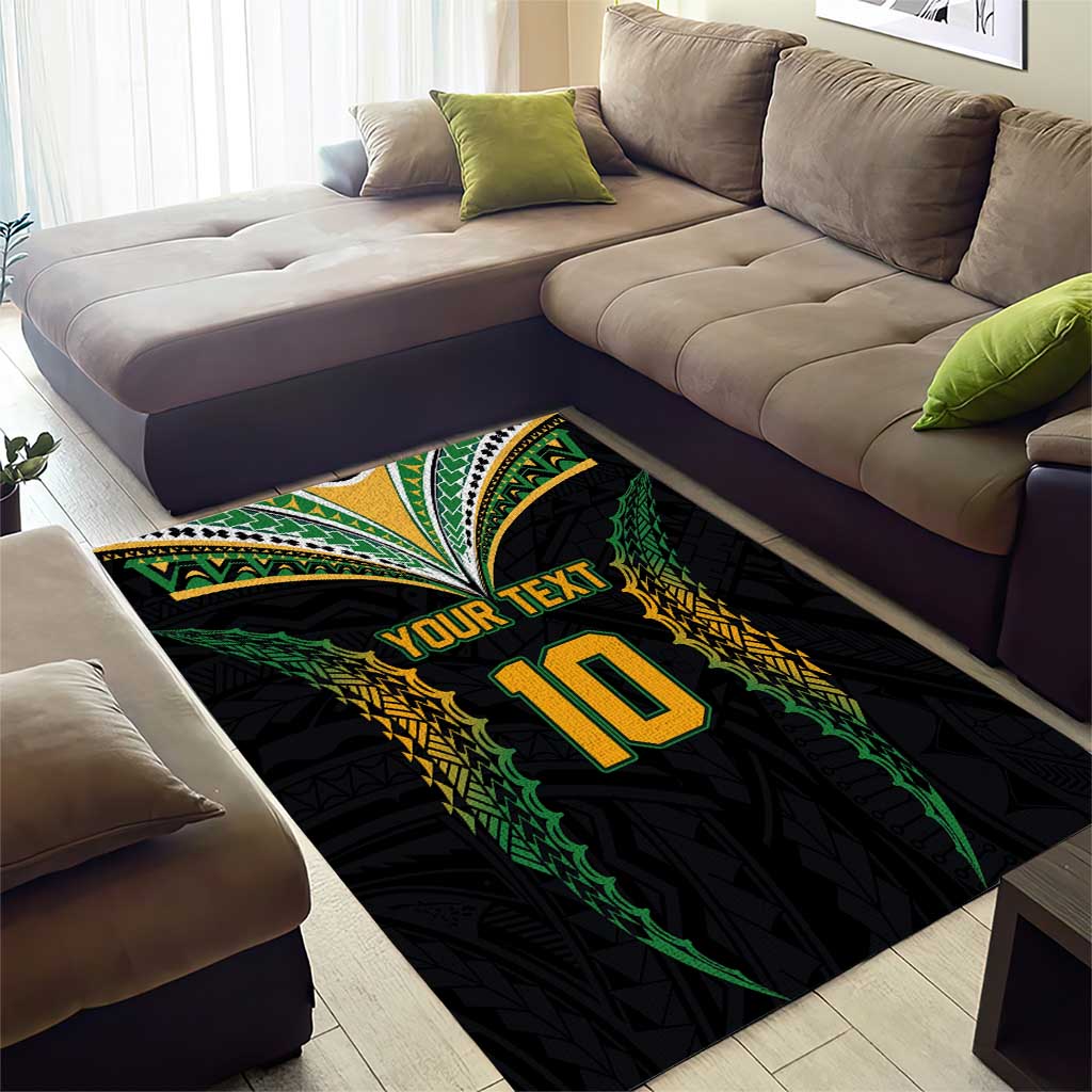 Custom Cook Islands Rugby League Area Rug Tatau Tribal Pattern-Special Edition Black Color LT03 - Polynesian Pride