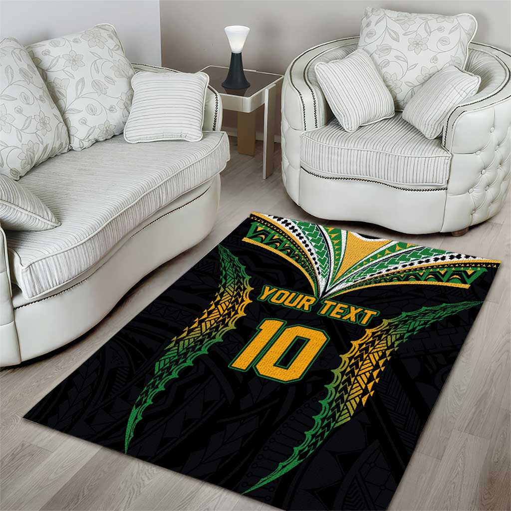 Custom Cook Islands Rugby League Area Rug Tatau Tribal Pattern-Special Edition Black Color LT03 - Polynesian Pride