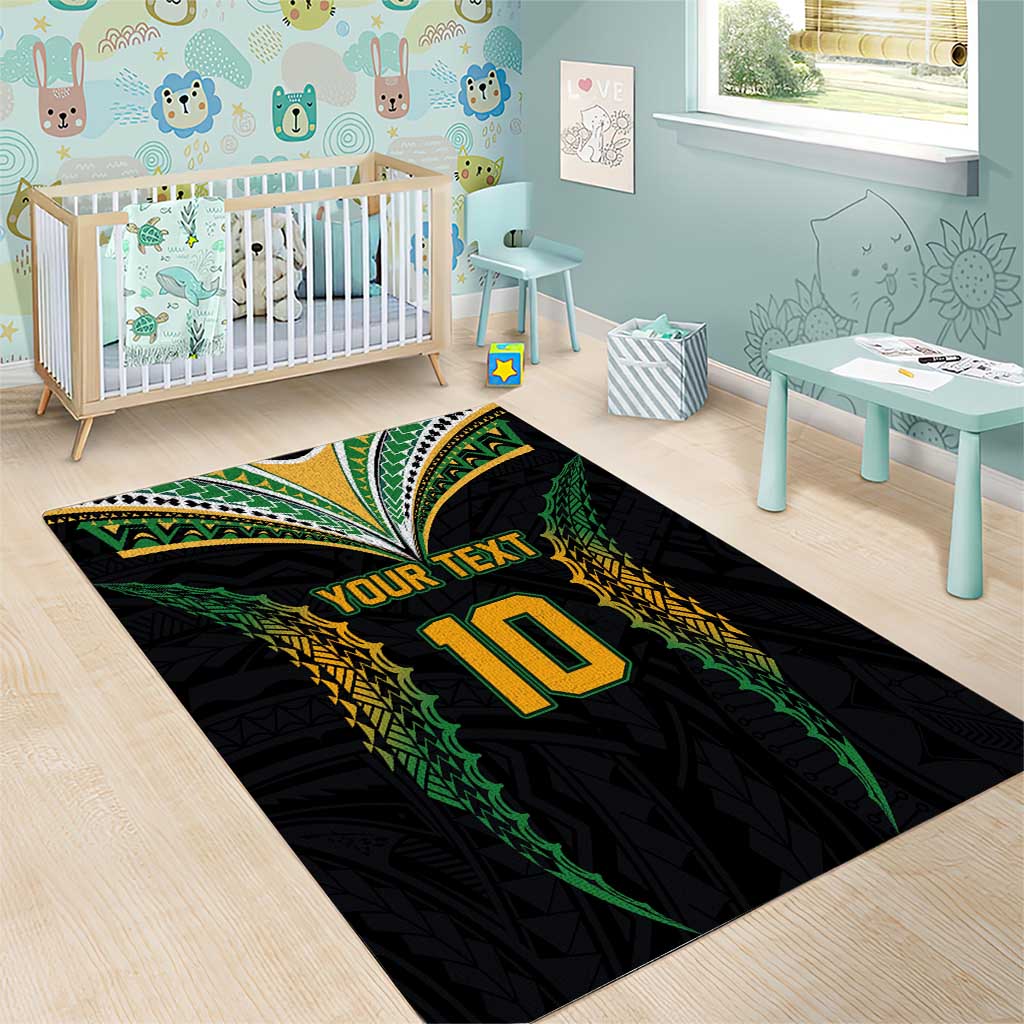 Custom Cook Islands Rugby League Area Rug Tatau Tribal Pattern-Special Edition Black Color LT03 - Polynesian Pride
