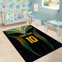 Custom Cook Islands Rugby League Area Rug Tatau Tribal Pattern-Special Edition Black Color LT03 - Polynesian Pride