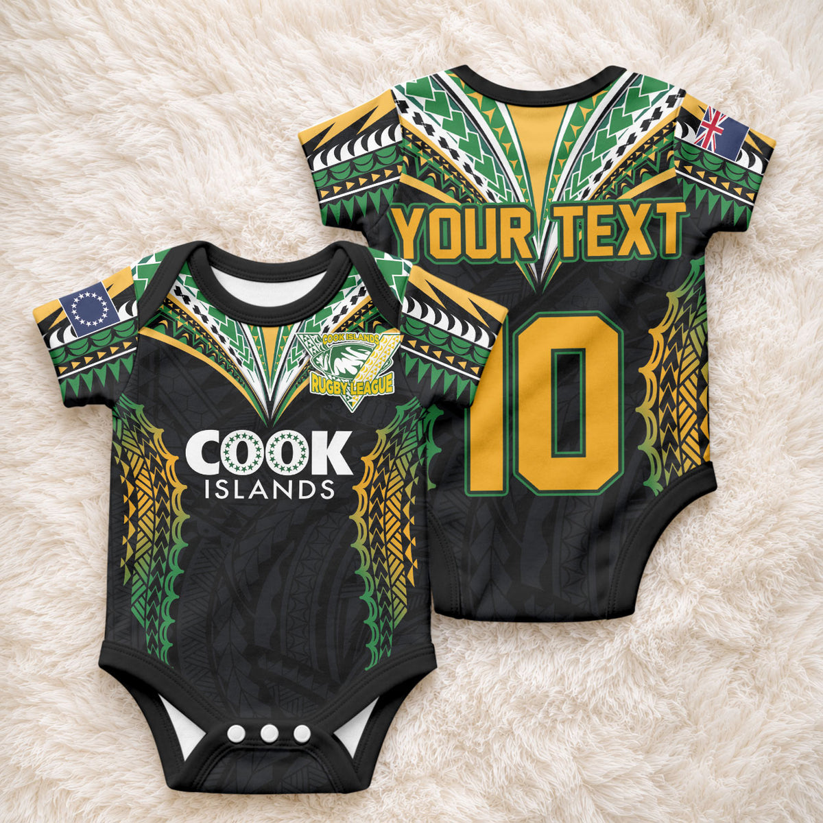 Custom Cook Islands Rugby League Baby Onesie LT03 - Polynesian Pride