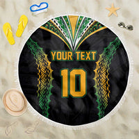 Custom Cook Islands Rugby League Beach Blanket Tatau Tribal Pattern-Special Edition Black Color LT03 One Size 150cm Green-Black - Polynesian Pride