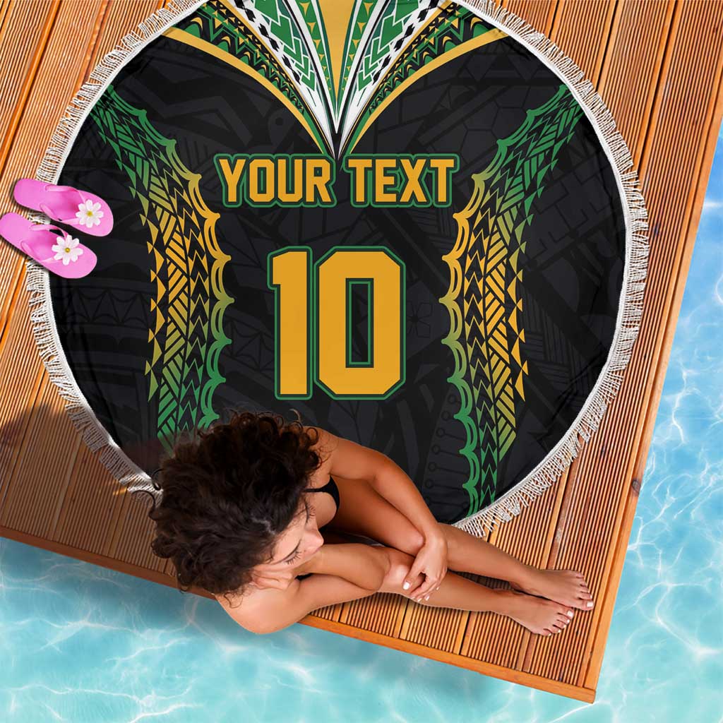Custom Cook Islands Rugby League Beach Blanket Tatau Tribal Pattern-Special Edition Black Color LT03 - Polynesian Pride