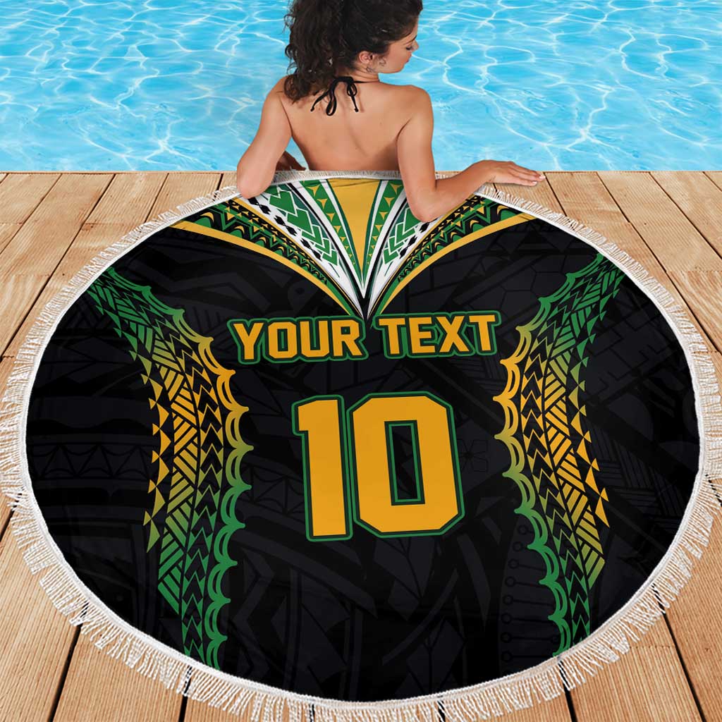 Custom Cook Islands Rugby League Beach Blanket Tatau Tribal Pattern-Special Edition Black Color LT03 - Polynesian Pride