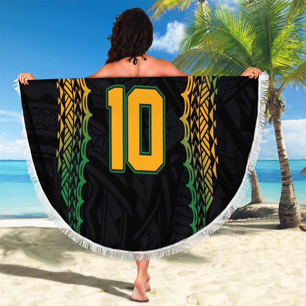 Custom Cook Islands Rugby League Beach Blanket Tatau Tribal Pattern-Special Edition Black Color LT03 - Polynesian Pride