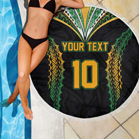 Custom Cook Islands Rugby League Beach Blanket Tatau Tribal Pattern-Special Edition Black Color LT03 - Polynesian Pride